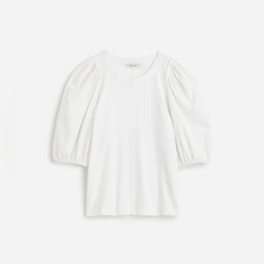NWT Madewell‎ Classic White Puff-Sleeve Tee Womens Size XS